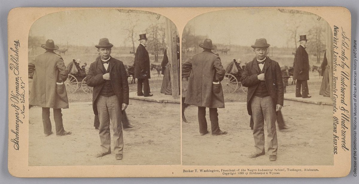 Booker T. Washington was born #OnThisDay in 1856 in Franklin County, Virginia. Washington completed his studies and worked at Hampton Institute until May 1881, when he was asked to lead the newly formed Tuskegee Institute in Alabama. #APeoplesJourney #ANationsStory