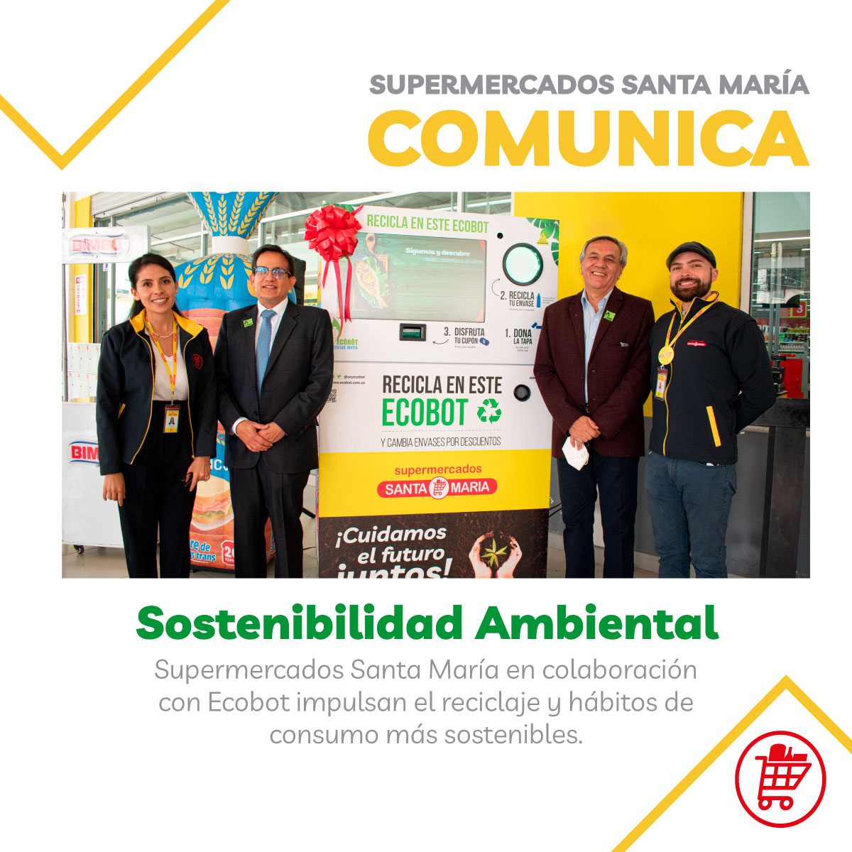 MegaSantaMaria's tweet image. 🌎Nos sumamos a los proyectos “Salvemos al mundo, un envase a la vez” y “Canjeamos tu desecho en un recurso” de Ecobot que busca fomentar el reciclaje y brindar un beneficio para nuestros clientes.
#SantaMaría #SíQueRinde #SupermercadosSantaMaría #ResponsabilidadSocialCorporativa
