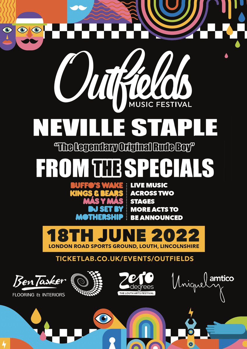 Outfields Festival is back! June 18th 2022. London Road Sports Ground, Louth, Lincolnshire...