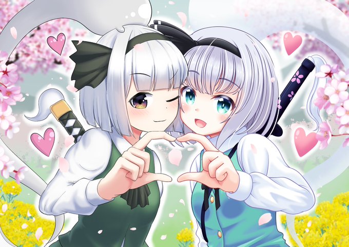 妖夢の日ということで黎明さんの妖夢とツーショットさせていただきました!
どっちも可愛い!!
黎明さん @reimei75812z 
#4月6日は妖夢の日 