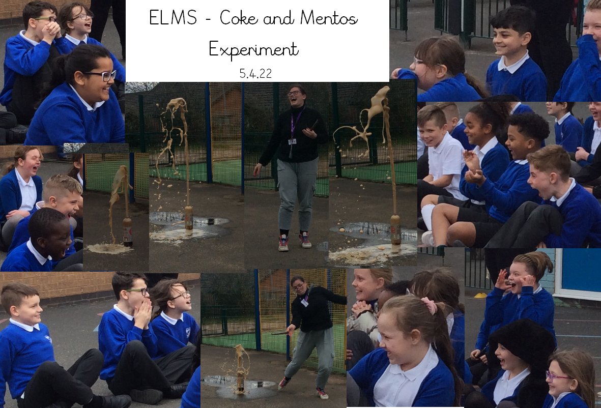 MrsSJones5's tweet photo. Today we learned a lot about Coke&amp;Mentos eruptions...

1) It only works with diet drinks containing aspartame 
2) 15 Mentos work best
3) Fruit Mentos make a shorter but more intense explosion
4) Mrs Jones makes ridiculous faces while
 escaping! 

Safe to say we all had fun! :) https://t.co/nDC2uWneBT