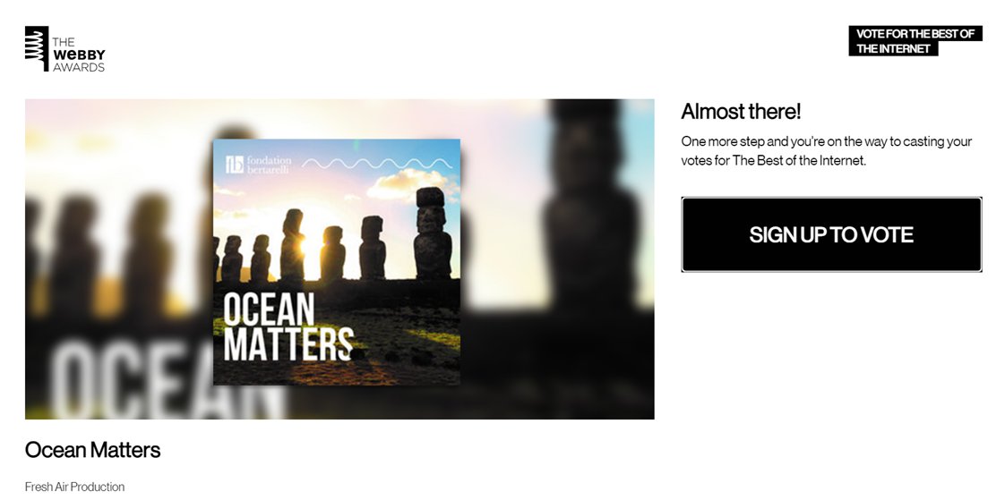 Marine_Science's tweet photo. Delighted to announce #OceanMatters #podcast series is nominated for the Sustainability &amp; Environment category @TheWebbyAwards! Share your support and vote #OceanMatters for ‘People’s Voice Award’ 🗳️
Get voting here: https://t.co/rcx3ryJFyn https://t.co/KdV3L5Zsus
