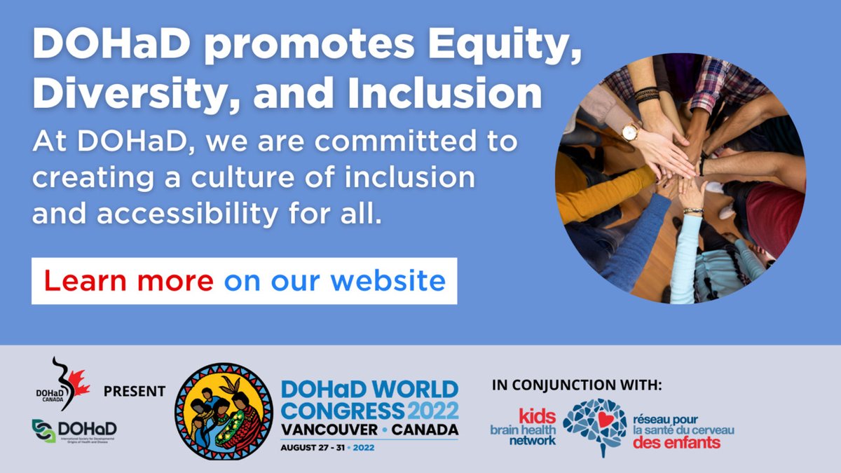 DOHaD2022's tweet photo. The @DOHaD_Society supports and promotes Equity, Diversity, and Inclusion (EDI) throughout our organisation. At #DOHaD, we are committed to creating a culture of inclusion and accessibility for all.

Join us in encouraging #EDI: https://t.co/3gKmDk8dAe

#DOHaD2022
#healthequality https://t.co/UPNHI7V0ma