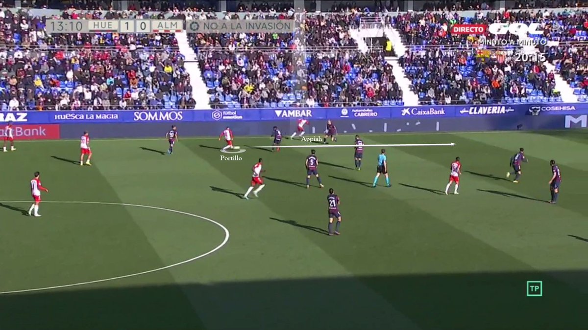 DiarioDAlmeria's tweet photo. 🔴 PORTILLO como SOLUCIÓN

El plantel rojiblanco no elaboró en campo contrario como de costumbre. No obstante, Portillo siempre aparece para filtrar ese balón que rompe líneas.

1⃣2⃣ Pase al espacio para Arvin Appiah
3⃣ Toque con el exterior encontrando a Sadiq Umar https://t.co/NktVI8zaK7