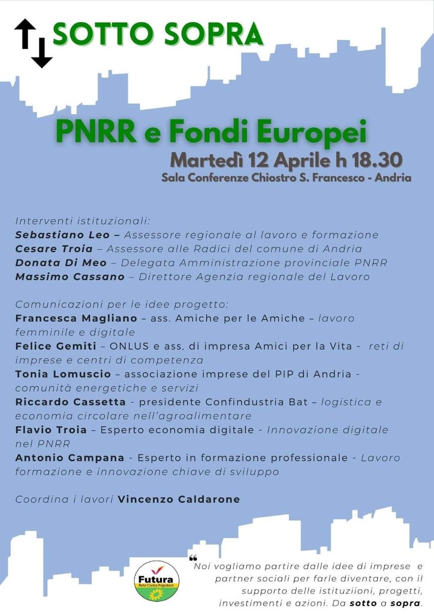 FlavioTroja's tweet photo. "Il nostro intento è quello di dare un'accelerazione ai talenti del territorio, di produrre idee, progetti e trasformarli in azioni reali; chiedere a gran voce alle istituzioni locali paralizzate di dare sostegno e supporto alle azioni degli attori economici e sociali."

#PNRR https://t.co/pS5disYLix
