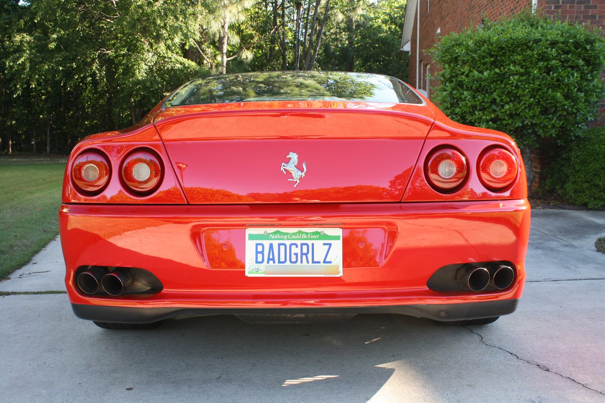 Genyosaii's tweet photo. @chasinglimits1 Maybe not the best I've seen, but it's the most fun vanity plate we've had on a car.
BADGRLZ on my wife's #Ferrari 550 #Maranello.
A play on the movie Bad Boyz II, even though the car in that film was a #575M. https://t.co/aQTbZuYJCM