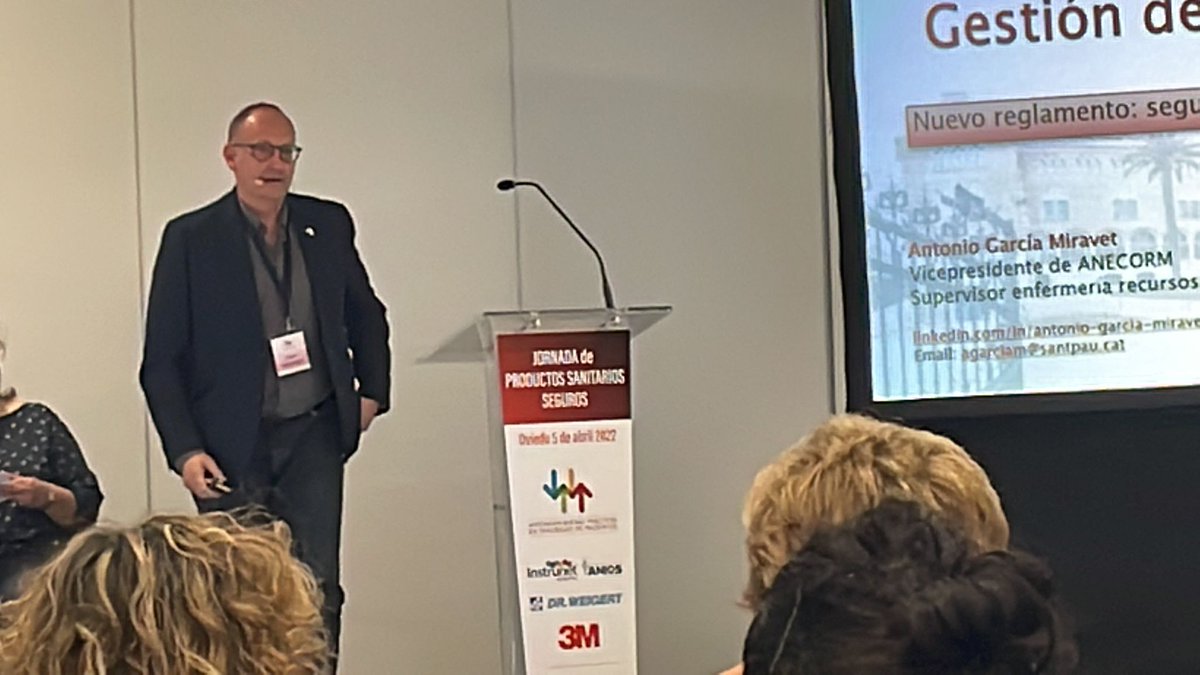 anecorm's tweet photo. 👉Antonio García Miravet @Tonigarmi, Vicepresidente de #ANECORM durante su participación en la Jornada de Productos Sanitarios,  celebrada hoy en #Oviedo, organizada por la Asociación de buenas prácticas en seguridad de pacientes @ABPSegPac https://t.co/60OwD4v25S