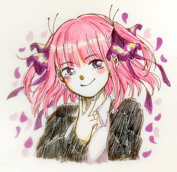 春🌸さんがTwitterに投稿した中野二乃(五等分の花嫁)のイラスト。