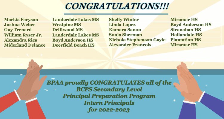 CONGRATS to my Assistant Principals, Mr. Francois &amp; Ms. Winter for being accepted into the Principal Preparation Program!  Hard work always pays off! #StrongerTogether! #LeadershipMatters! #PatriotFamily!