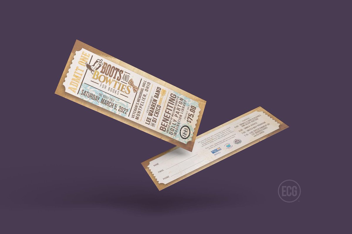 EldenCreative's tweet photo. Recently, ECG created flyers, programs, tickets, and table centerpieces for the @unitedway_of_wc Boots &amp; Bowties for Books event, which helped raise funds for the Dolly Parton Imagination Library. 📚

#northwestohio #graphicdesign #graphicdesigner #creative #design #dollyparton https://t.co/32on4IQEK5