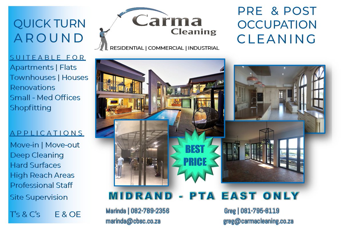 studio_chimp's tweet photo. CARMA CLEANING | PRE &amp; POST OCCUPATION CLEANING SERVICE -  https://t.co/4SIrmUU6q9

PRE &amp;amp; POST (MOVE IN / OU... https://t.co/XxM85oaFwV
