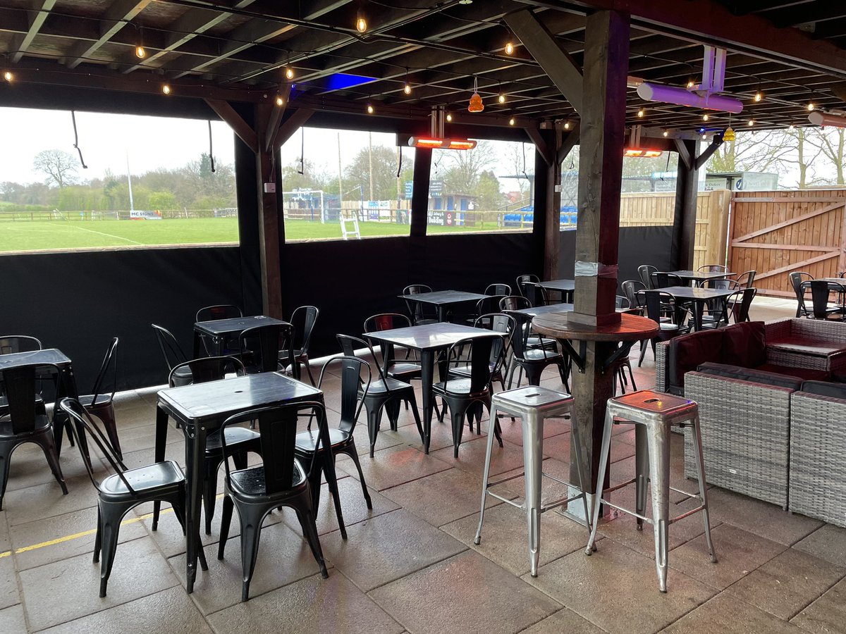 SandbachUtd's tweet photo. Our latest addition to The CrossBar enclosing our outdoor space to keep out the elements. It’s now even better down here so be sure to come along and check us out!! https://t.co/9dMOXnIbxu