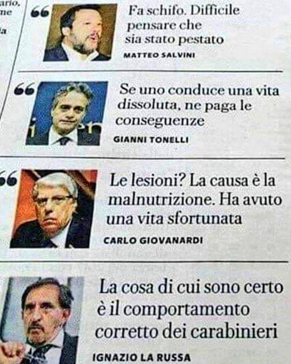 manolo_loop's tweet photo. Per merito di @cucchi_ilaria, dei suoi avvocati e di una parte sana della società civile, i carabinieri responsabili dell'omicidio di #StefanoCucchi sono riconosciuti colpevoli.

Grazie.

Ricordiamo chi ha negato, offeso e speculato politicamente su questa crimine.

Sotteratevi. https://t.co/ILdObiQRon