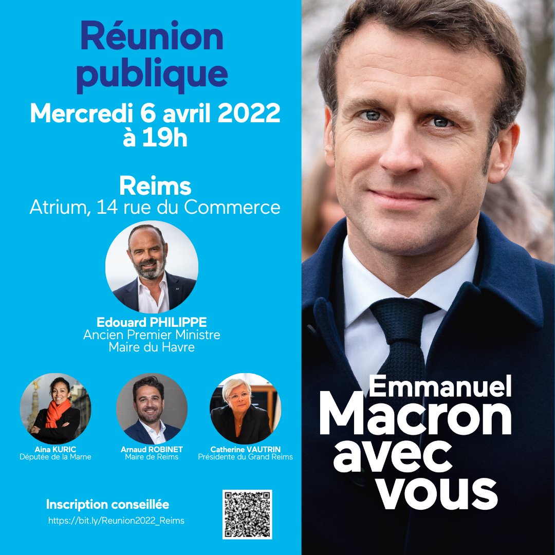 enmarchemarne's tweet photo. Nos prochaines rencontres :

Demain soir à 19h à l'Atrium (14 rue du Commerce) à #Reims avec @EPhilippe_LH. Inscription conseillée : https://t.co/I7mItwglHs

Vendredi 8 avril à 19h15 à la médiathèque Diderot à #Châlons

#AvecVous #NousTous #Macron2022 https://t.co/OB52LCaOM1