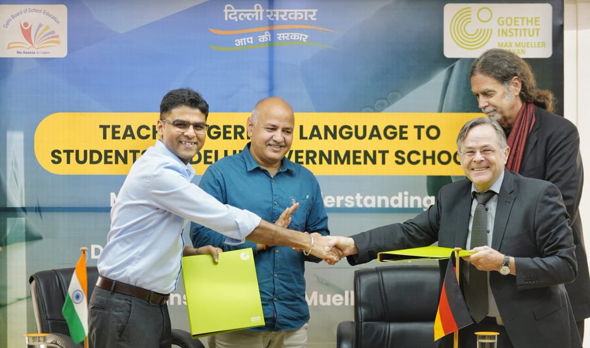 msisodia's tweet photo. Today, the Delhi Govt signed a MoU with @GermanyinIndia to teach German language in Delhi Govt schools.

This collaboration between Delhi and Germany will create great opportunities for our students while also introducing them to a new culture. https://t.co/GSrTtA26WG