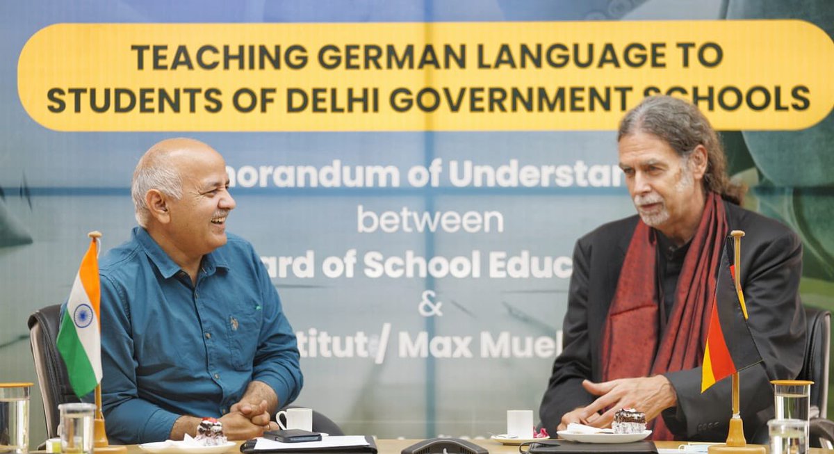 msisodia's tweet photo. Today, the Delhi Govt signed a MoU with @GermanyinIndia to teach German language in Delhi Govt schools.

This collaboration between Delhi and Germany will create great opportunities for our students while also introducing them to a new culture. https://t.co/GSrTtA26WG