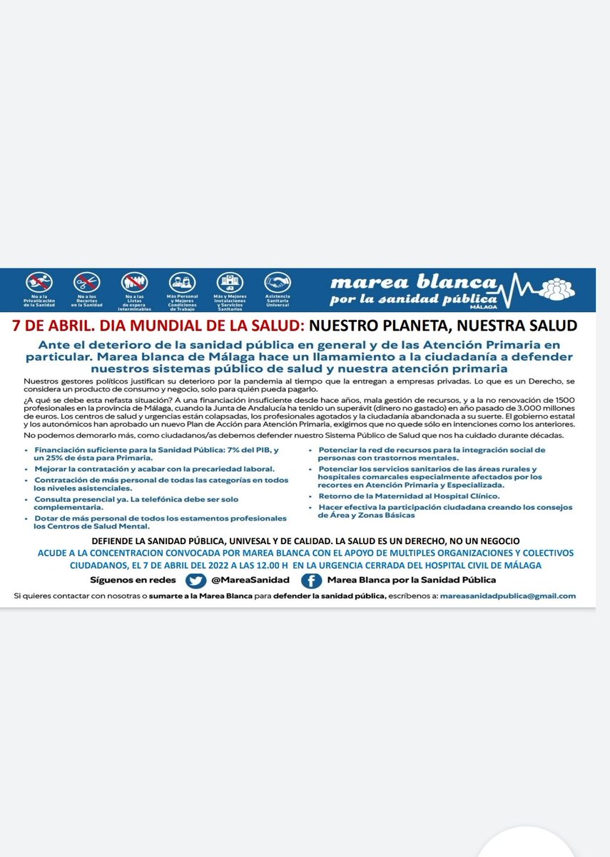 Marea por la Sanidad Pública Málaga (@mareasanidad) on Twitter photo 