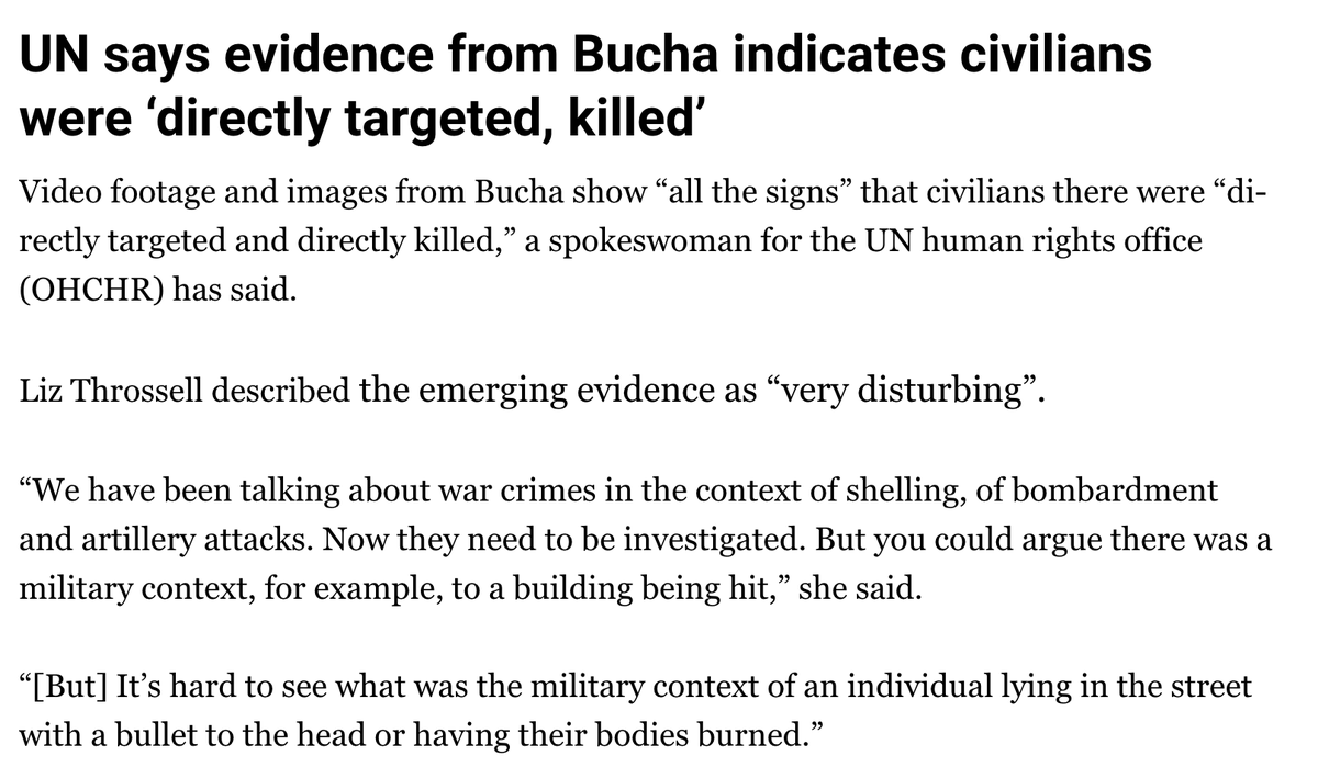 SamRamani2's tweet photo. Some more details. Much like Antonio Guterres in his calls for an investigation, Liz Throssell did not explicitly name Russia in this context. https://t.co/I3LjM6gE6j