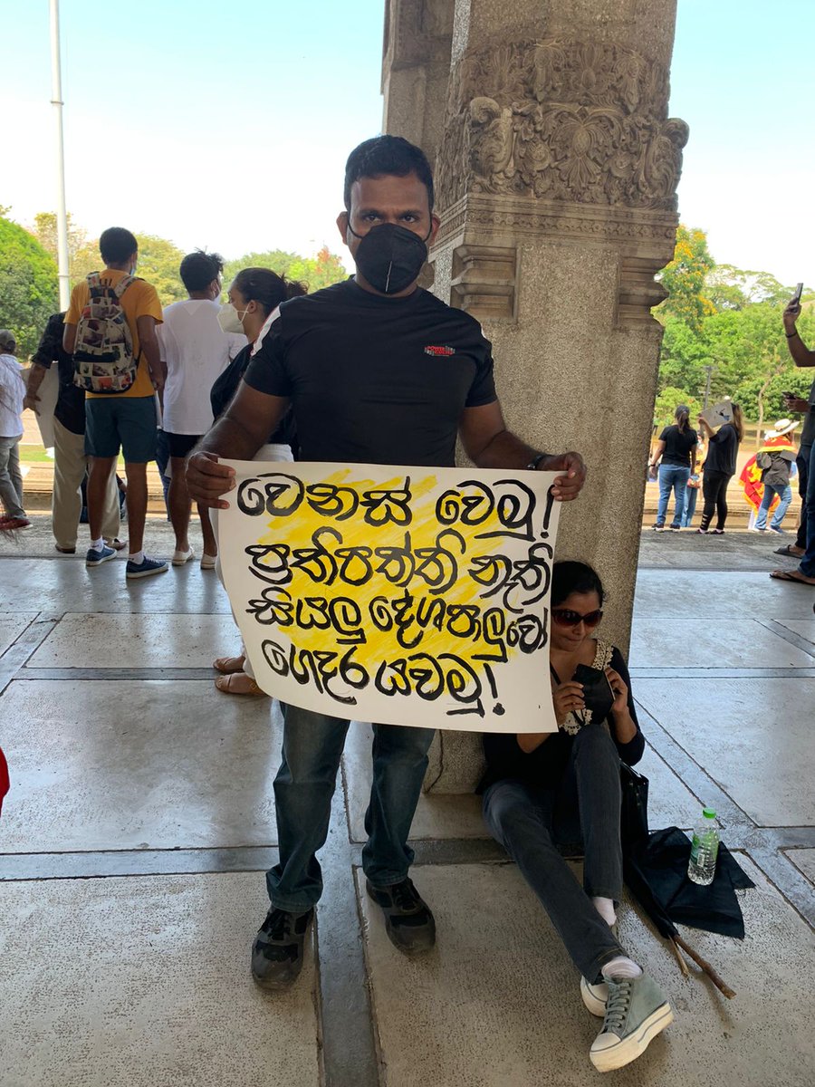 cansrilanka's tweet photo. Youth demanding lasting, real change for #srilanka at the #independencesquare yesterday. Leaders who stole from the country must go to #jailnothome 
Come around if you are around today as well.
#SystemChangeNotCabinetChange #OccupyColombo https://t.co/zP9iO7I7fA