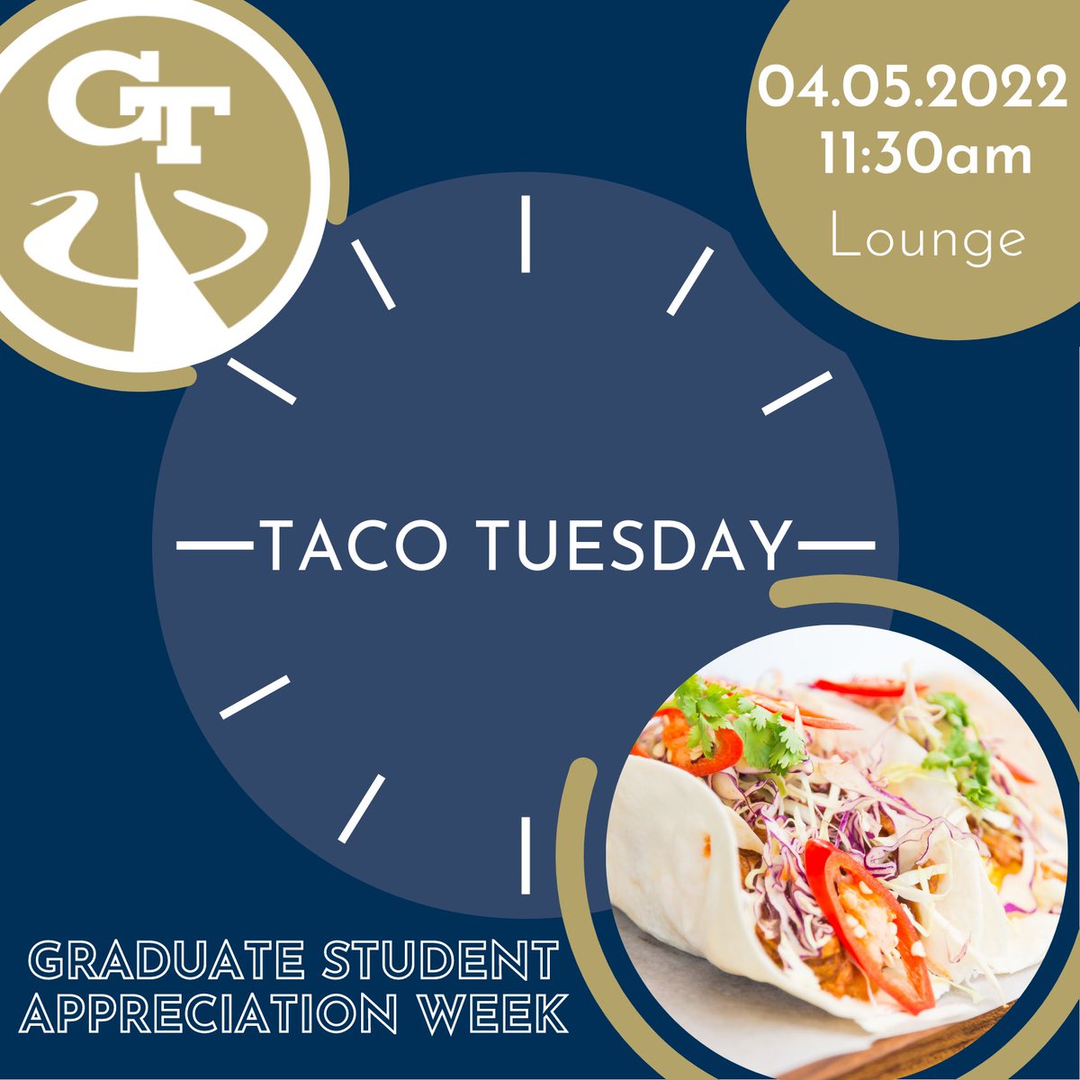 SoP Graduate Students: It is Taco Tuesday, today!  See you at the Lounge (#139) at 11.30am. 🌮👍