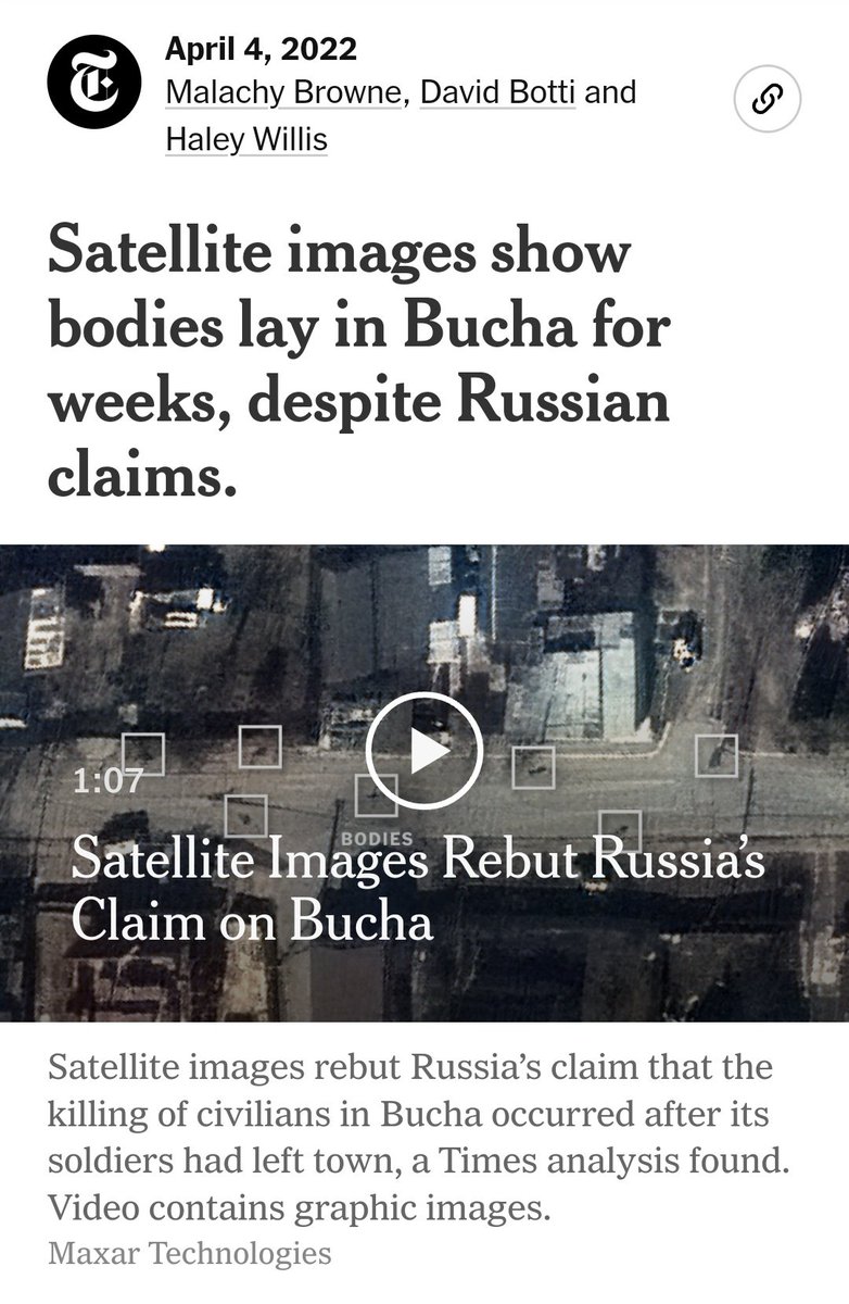 I corpi delle persone uccise a #Bucha giacevano per strada da settimane. Lo dimostra una indagine del New York Times

nytimes.com/2022/04/04/wor…

<a href="/nytimes/">The New York Times</a> #UkraineRussiaWar