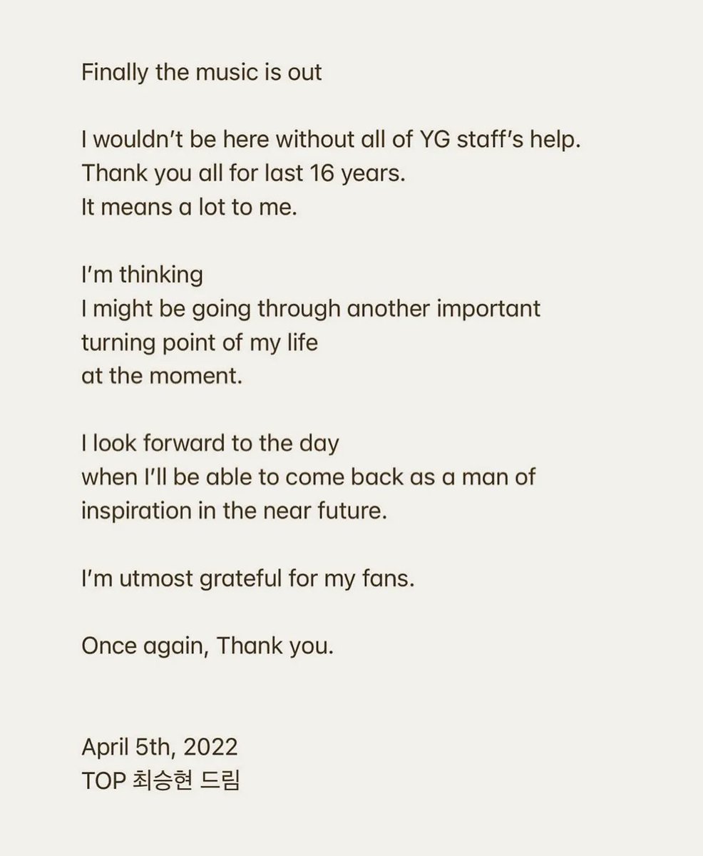 lhviiiviii's tweet photo. OMG! Seunghyun's update!!! 😭😭😭😭😭😭😭😭

«Thank you all for last 16 years. It means a lot for me» https://t.co/Q5EO7XsfLq