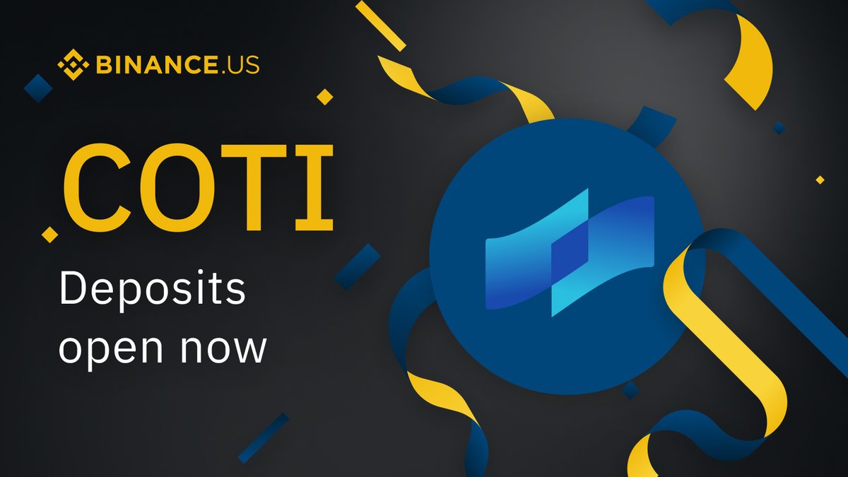 BinanceUS's tweet image. We're thrilled to announce that Binance.US will list COTI $COTI @COTInetwork

Deposits are open now!

Get started: support.binance.us/hc/en-us/artic…