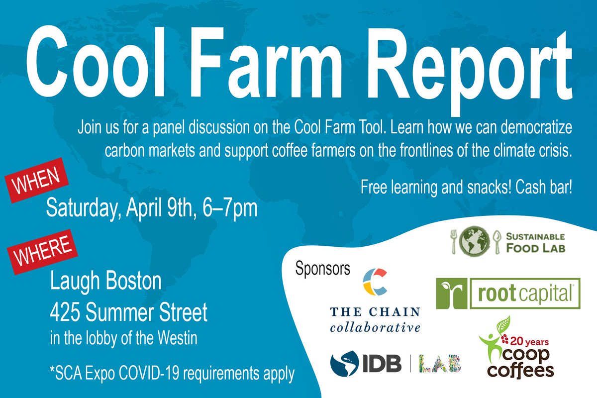 RootCapital's tweet photo. Join us for a free panel discussion about the Cool Farm Tool, an exciting project that's helping #coffee farmers mitigate emissions while accessing international carbon markets. https://t.co/I4foOUW41j