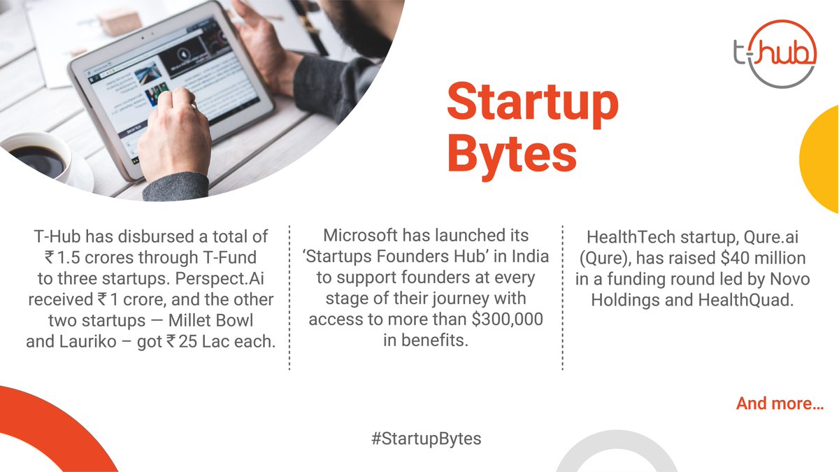 THubHyd's tweet photo. T-Fund plans to support 15-20 startups every year and around 100 startups over five years. It aims to provide scaling opportunities with funding support to deserving startups.
Read https://t.co/UAdRtO82Ua.
#StartupBytes
#InnovationEcosystem
#InnovateWithTHub https://t.co/lpzTCOIvai