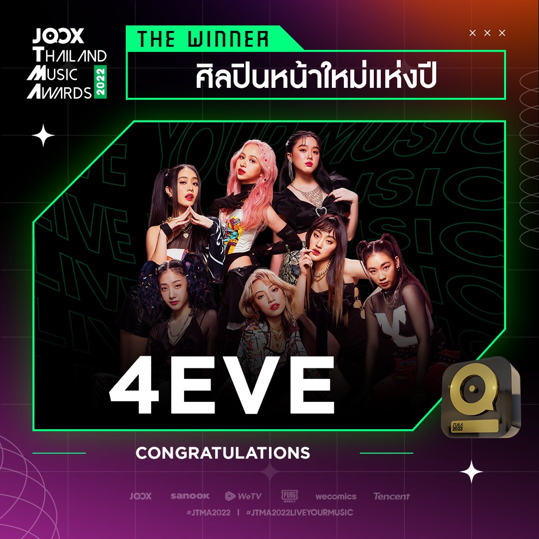 JOOXTH's tweet photo. Congratulations!!! 🎊
รางวัล ศิลปินหน้าใหม่แห่งปี 🏆
4EVE
ขอแสดงความยินดีกับ @4eveOfficial และขอขอบคุณทุกคะแนนเสียงของ “ทุกคน” ที่ร่วมเป็นส่วนหนึ่งของรางวัลทางดนตรีแห่งปีในปีนี้ 💚
#JOOX #JTMA2022LIVE
#JTMA2022LiveYourMusic #JTMA2022x4EVE https://t.co/rdxGcngw6h