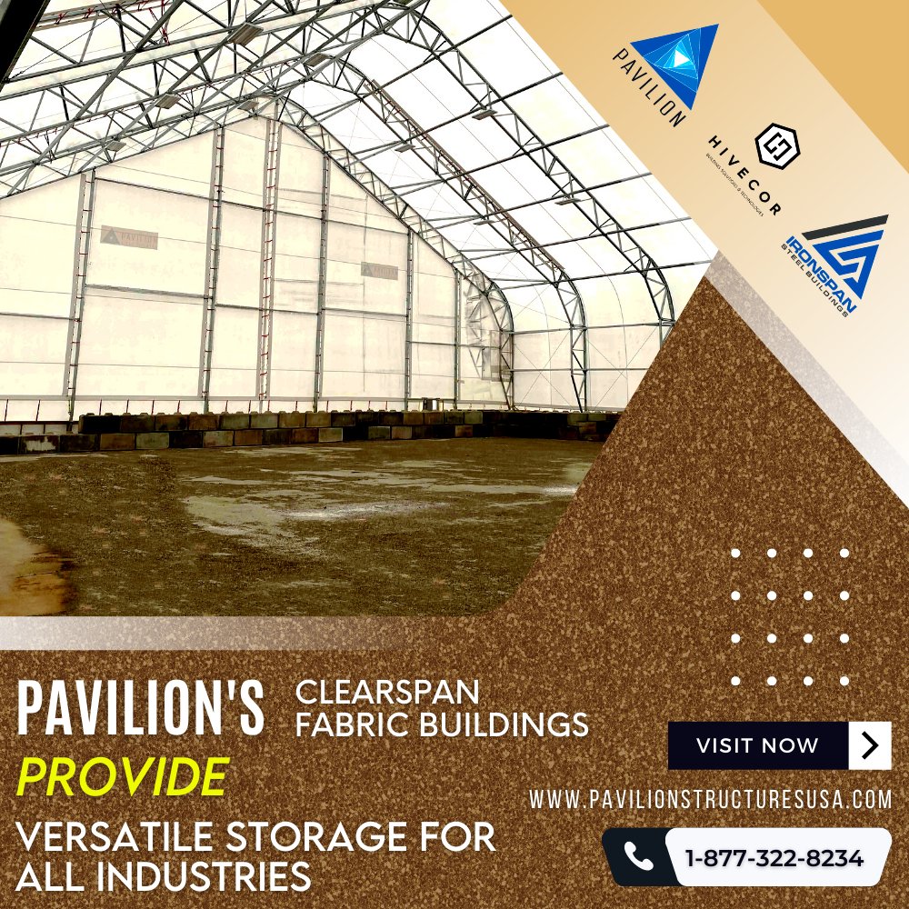 pavilion_usa's tweet photo. We create some of the widest clearspan fabric buildings in the industry.
Visit https://t.co/vByc0CVxw8

#PavilionStructures #metalbuilding #fabricbuilding #industrial #commercial #agriculture #metalbarn #storage #haystorage #warehouse #workshop #barndominium #like4likes #FolloMe https://t.co/HOtST1aIzb