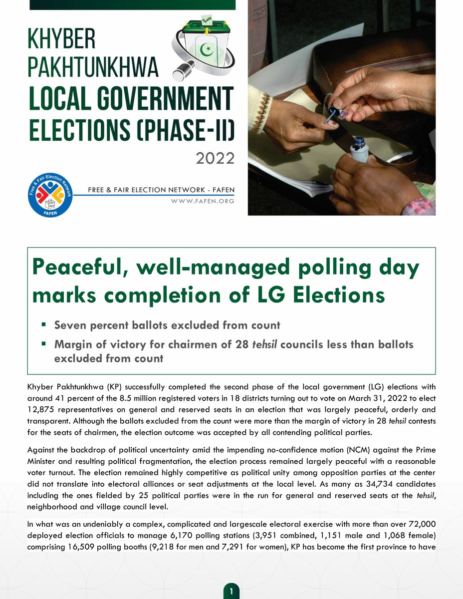 _FAFEN's tweet photo. #KPLG #Elections: Peaceful, Well-Managed Polling Day Marks Completion of LG Elections
For detail, visit: https://t.co/52pXDVyf9t #LGElections https://t.co/KWhDGZl6u8