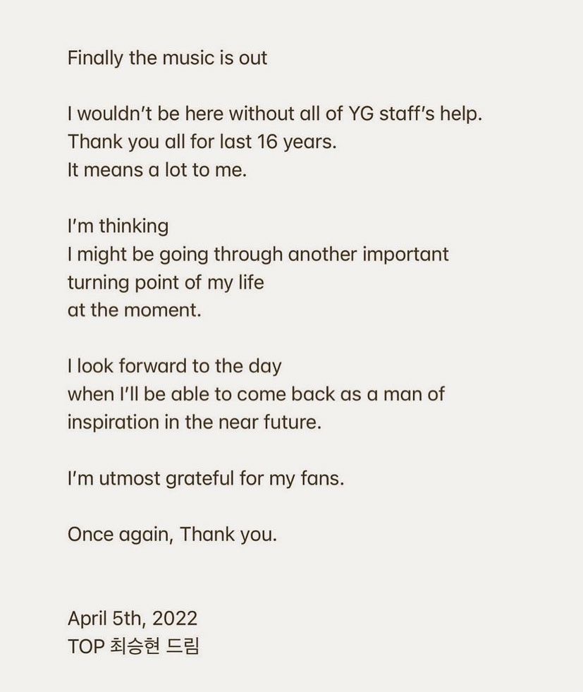 se7en99boa's tweet photo. I think my BigBang life is stopped by this statement 😭😭I wanna believe that BigBang will back again but…😭😫😫
BigBang is back and they leave us again …
Hope one day BigBang and VIPs story will continue again 🙏
Love you guys
Thank you make my life different 🥲🥲 https://t.co/Fnx0UpNYqp