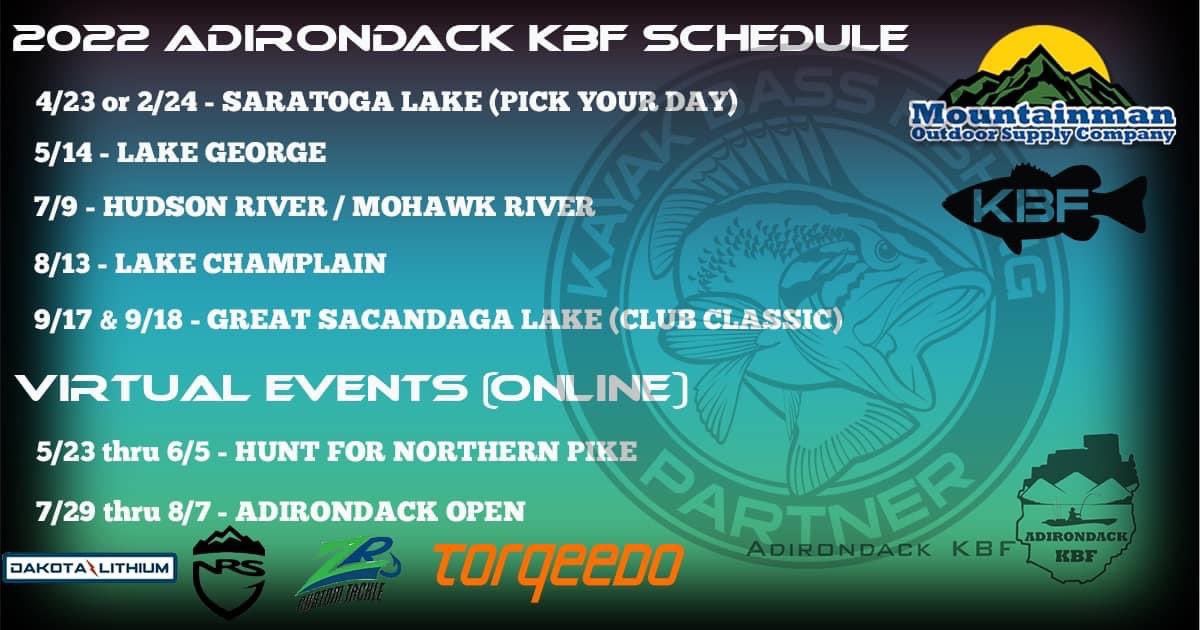 KayakBassFish's tweet photo. It’s ice out up north. That means lines in! Here is another #KBF AmBASSador program schedule. Planning a vacation to the Adirondack Mtns? Bring your yak & look them up! #NYKBF #KayakFishing #FishNY https://t.co/8J87I2XVe5