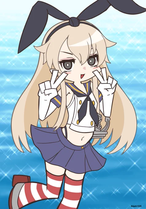 去年の4月に描いた島風ちゃんと今年の4月に描いた島風ちゃん!#絵柄の振れ幅見せて #艦これ #島風 
