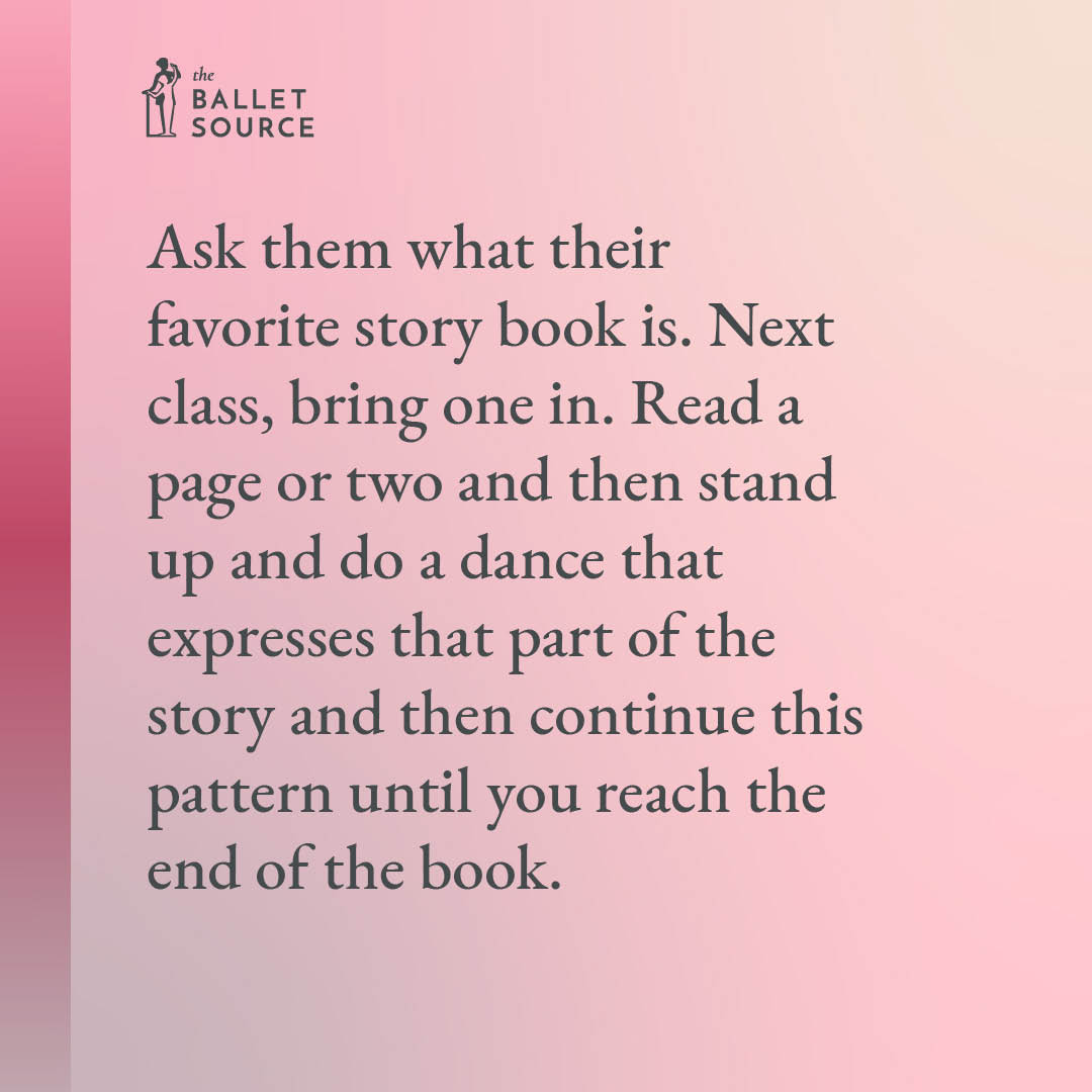 TheBalletSource's tweet image. This is a great way to mix up class. You don’t have to change the steps they are learning in class or even the music you are using because the story itself will help it all feel brand new. buff.ly/3j4YBaz #ballet #dance #teachballetwell