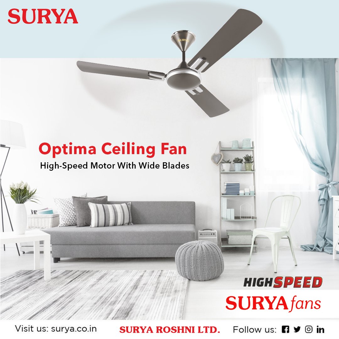 surya_roshni's tweet photo. The wide blades of the optima ceiling fan will fill your room with cool air. It is available in various color options
Visit us at- https://t.co/llo8XD90UK
#Fans #Surya #SuryaFans #SuryaAppliances #HomeAppliances #CeilingFans #Summers #India #Optima #HighTechFans #HighSpeedFans https://t.co/5blztGO1Il