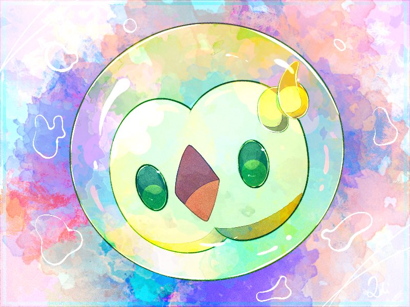 no humans pokemon (creature) open mouth solo green eyes musical note smile  illustration images