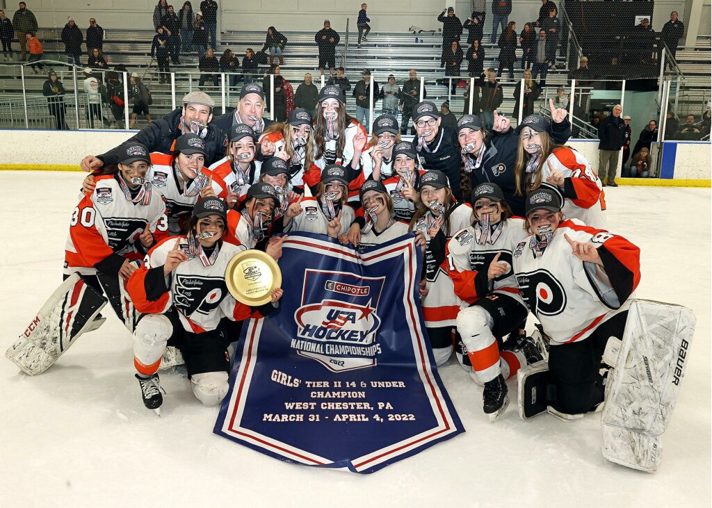 IcePburg's tweet photo. Congratulations to Phillipsburg Ice Hockey player Maggie Donnelly and Coach Jim Donnelly and the rest of the Philadelphia Little Flyers on their 14U 1A National Championship!! https://t.co/TdJz9Uek1M