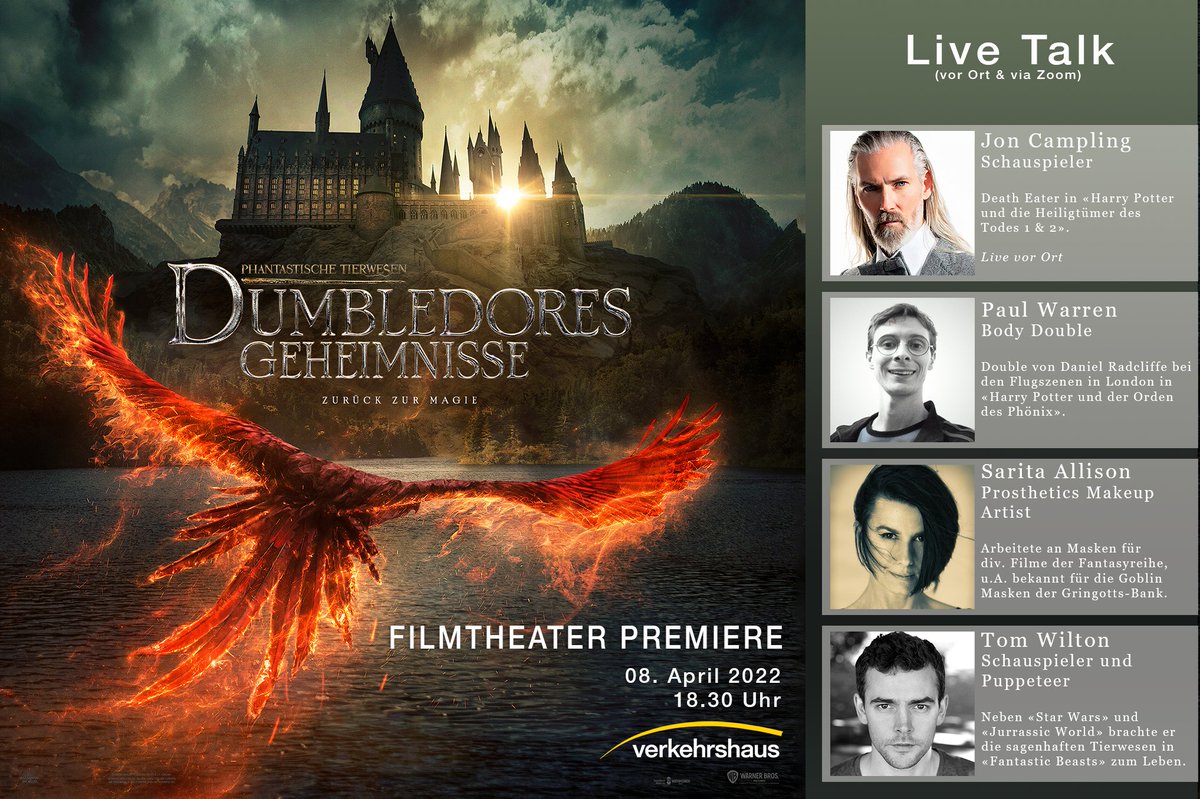 Grosse Filmtheater-Premiere von #FantasticBeasts am kommenden Donnerstag 08. April mit Live Talkrunde und anschliessendem Film in der Originalvertonung! 
Infos und Tickets auf verkehrshaus.ch/premiere