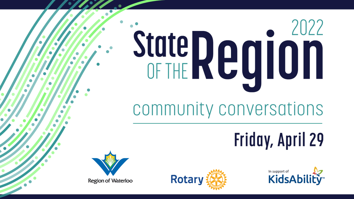 RegionWaterloo's tweet photo. The countdown to State of the Region 2022 is on! Mark your calendar for 9 a.m. on Friday, April 29 and plan to attend the livestream on our YouTube.

https://t.co/Rd8VRjI1DL | #SOTR22 https://t.co/vEwSj1qFZD