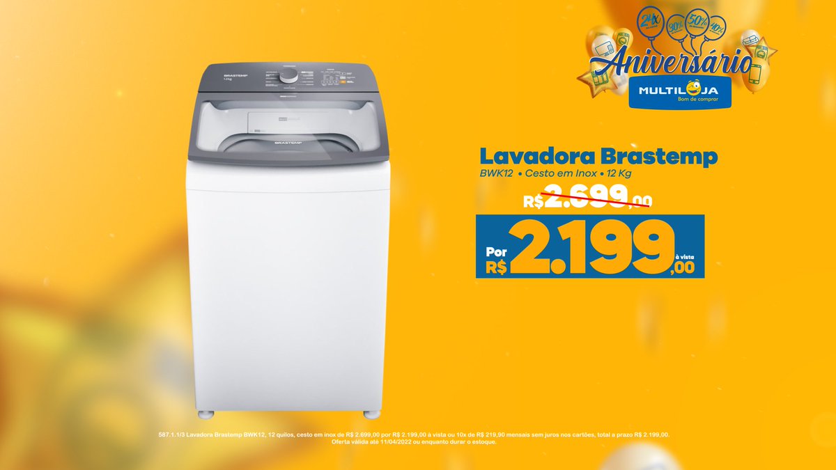 Multiloja's tweet photo. No aniversário Multiloja você compra tudo em ate 24x no carnê e tem 60 dias para começar a pagar!

Reserve seus produtos com o gerente: https://t.co/zvWL3C3U15 https://t.co/wwMhha4EfY