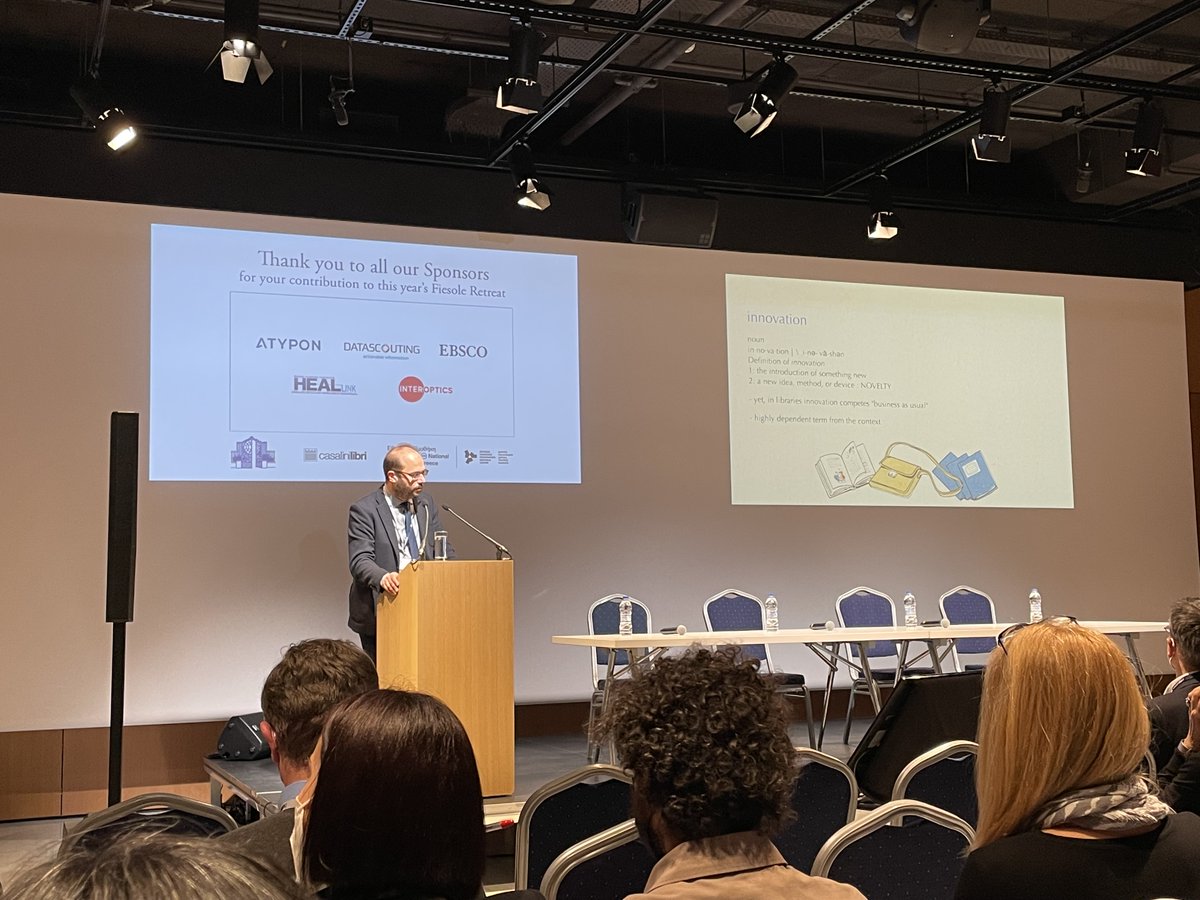 Ready to begin the #FiesoleRetreat22 preconference with @gtsakonas
Looking forward to learning about how Greek #libraries are embracing #innovation in this afternoon's session.