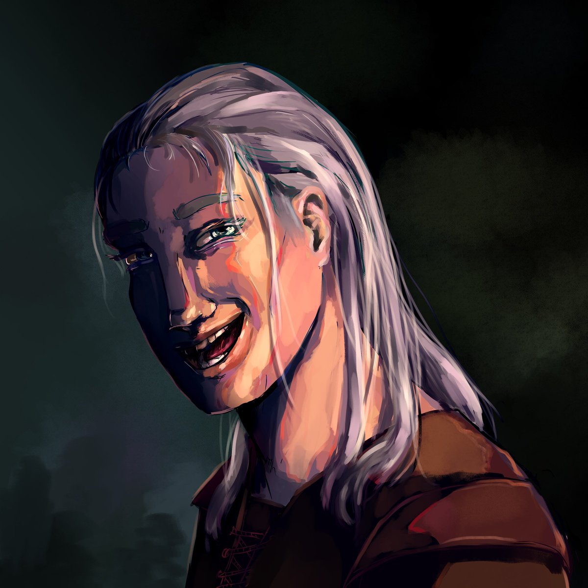 Mediumdino's tweet photo. I drew a creepy villain from a story I'm writing, ew 🥲 #villain #fantasy #fantasybooks #writing #drawing #illustration https://t.co/WeleKpWaQE