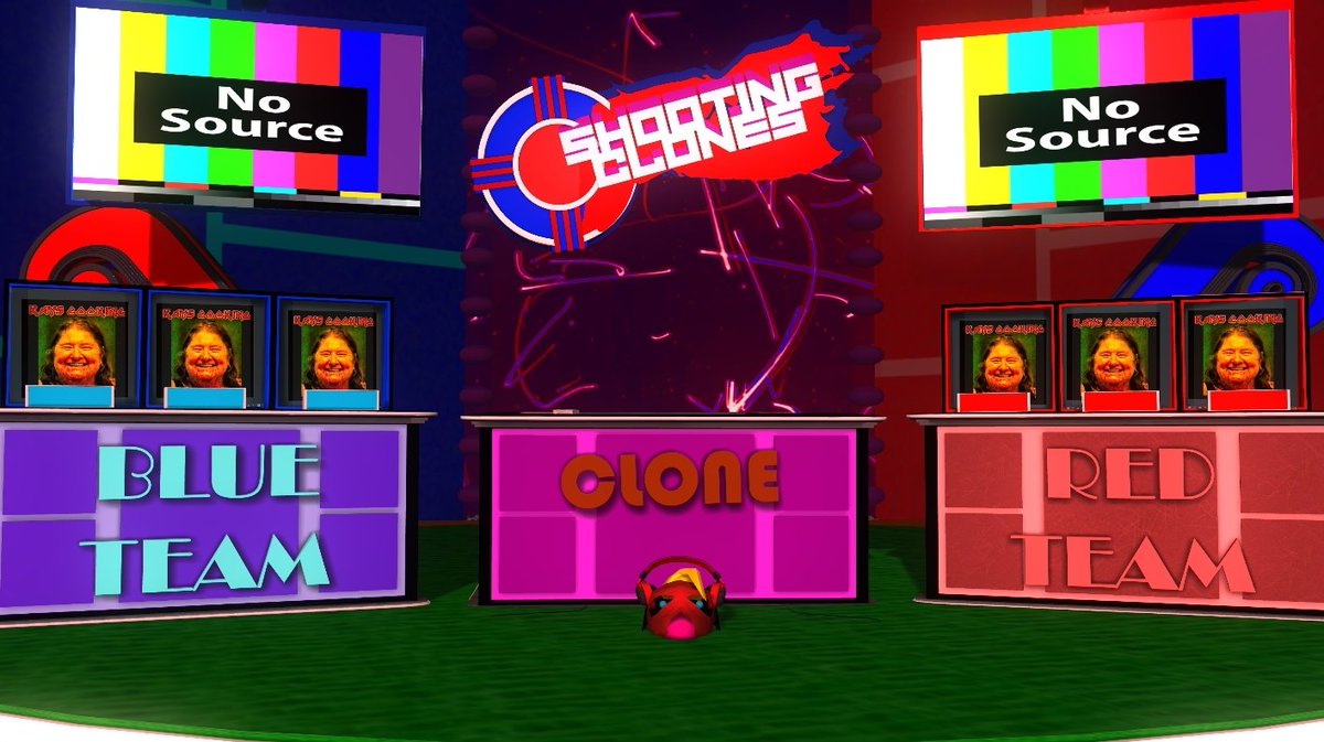 CloneKorp's tweet photo. As we get closer to the new season of the gameshow, Shooting Clones, the one thing I get super excited over, is the guests!!!

Who would your ultimate gameshow guest lineup be?
Tag 4 Below!

Here's a WiP shot of the show running in realtime 3d! Thanks to @polypoplive! https://t.co/aPdHileTY5