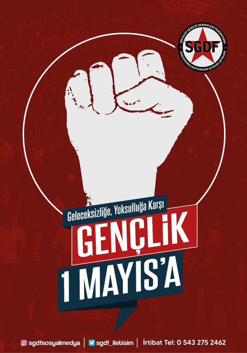 Sarayın ırkçı-faşist, cinsiyetçi ve homofobik saldırılarına karşı eşitlik ve  özgürlüğün sesini yükseltmek için #1Mayıs'ta meydanları dolduralım ve gençliğin gücünü gösterelim!

Aşağıdaki formu doldur, 1 Mayıs'a SGDF ile katıl.
👇👇
bit.ly/3G5ipEd
#Gençlik1Mayısa