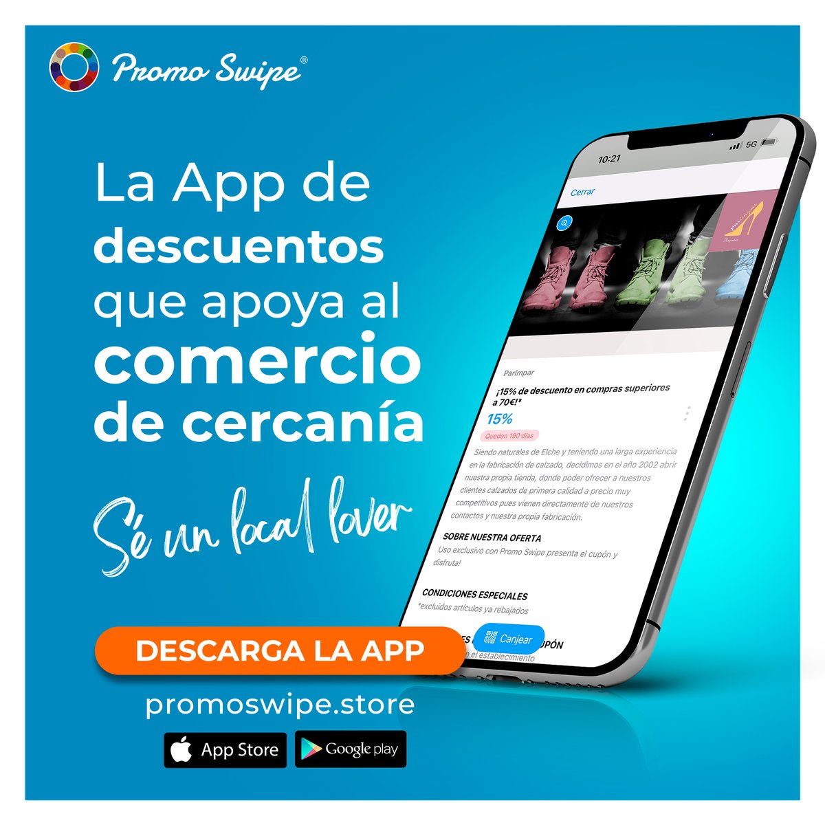 PromoSwipe's tweet photo. Compra más barato mientras apoyas a las tiendas de tu barrio. 

Descárgate Promo Swipe, la app de cupones y descuentos con la que ahorras y ayudas al comercio local. ¡El 2x1 que más nos gusta! 

Sé un #LocalLover ¿Te apuntas?

#PromoSwipe #cupones #ahorro https://t.co/AyNMYgEkcv