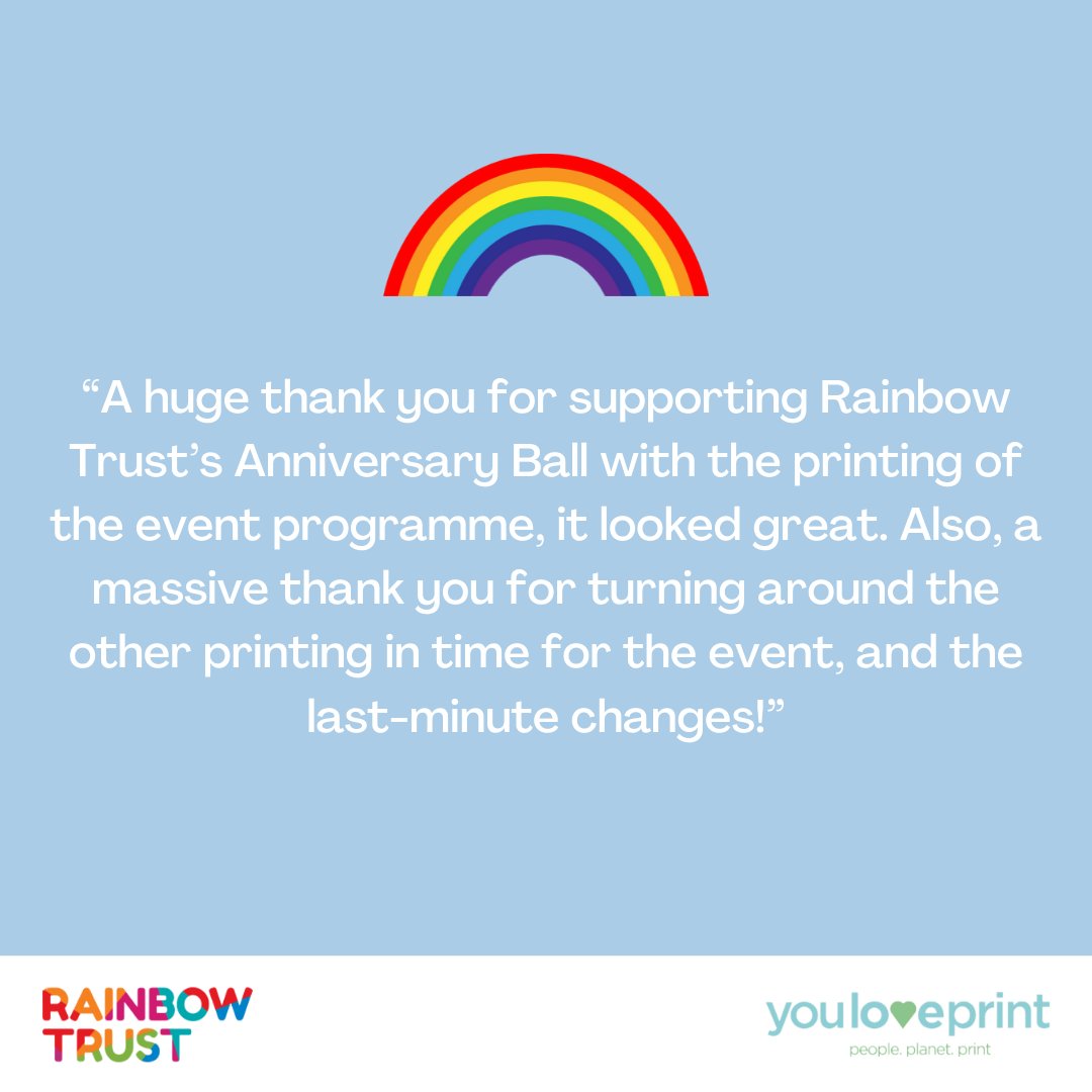 We were delighted to print these #booklets and support the Rainbow Trust’s Anniversary Ball
They raised in excess of £520,000 which can help support 292 families for an entire year!👏🎉
#staplebound printed on 150gsm uncoated paper with a 300gsm uncoated cover.
@rainbowtrustcc