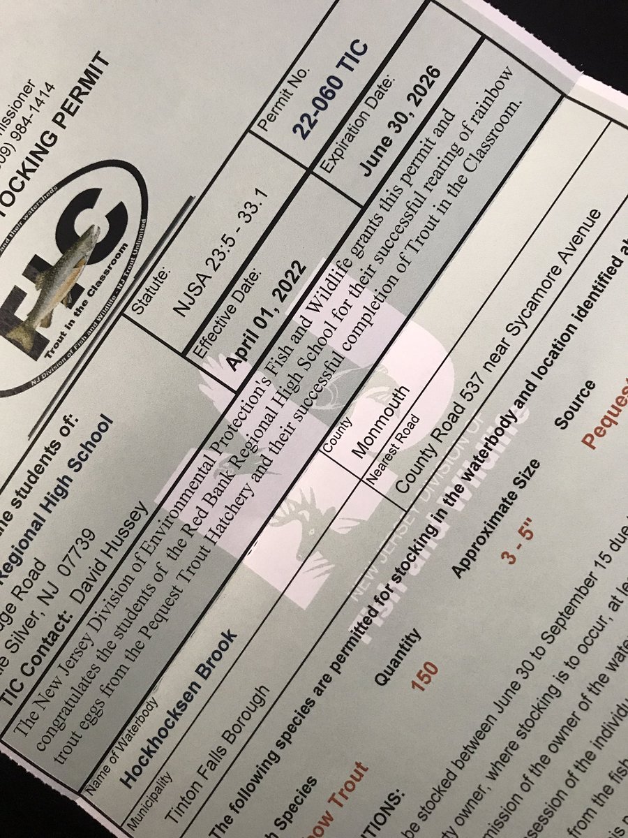 The Trout Stocking Permit is here!