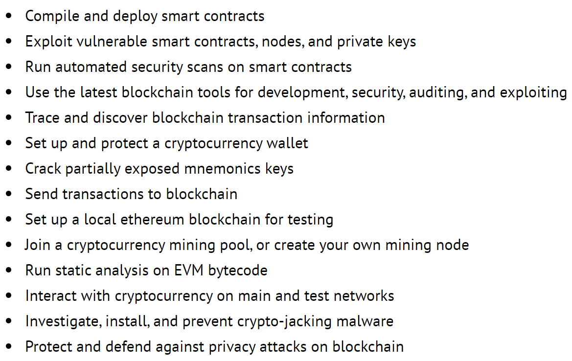ThatManHoff's tweet photo. @GriffithsCrypto The #SEC554 course is what I'm looking at now "Blockchain and Smart Contract Security", covers the following topics https://t.co/5We3rIv2ty